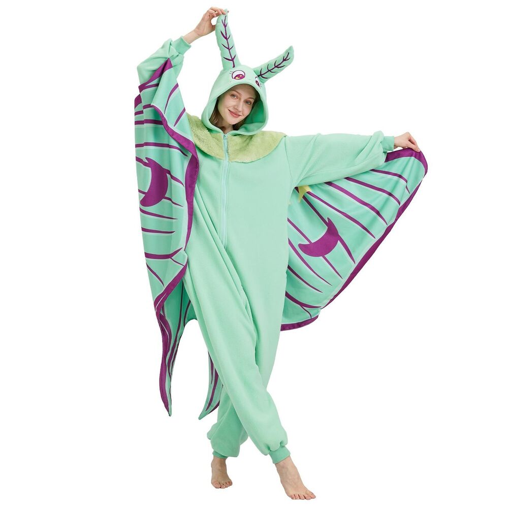 4038 Luna Moth Onesie Pajamas for Adults, Luna Moth Halloween Cosplay